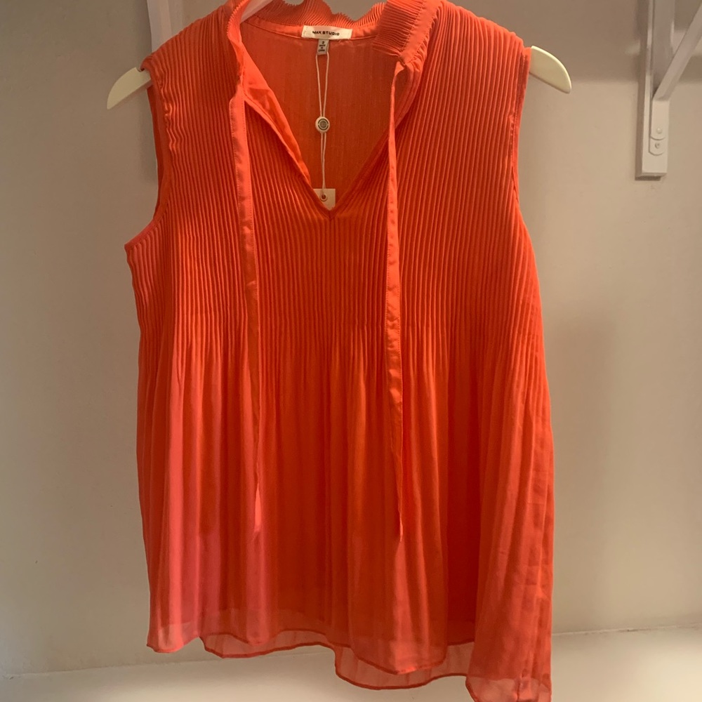 NWT Deep Coral Flowy Sleeveless Blouse